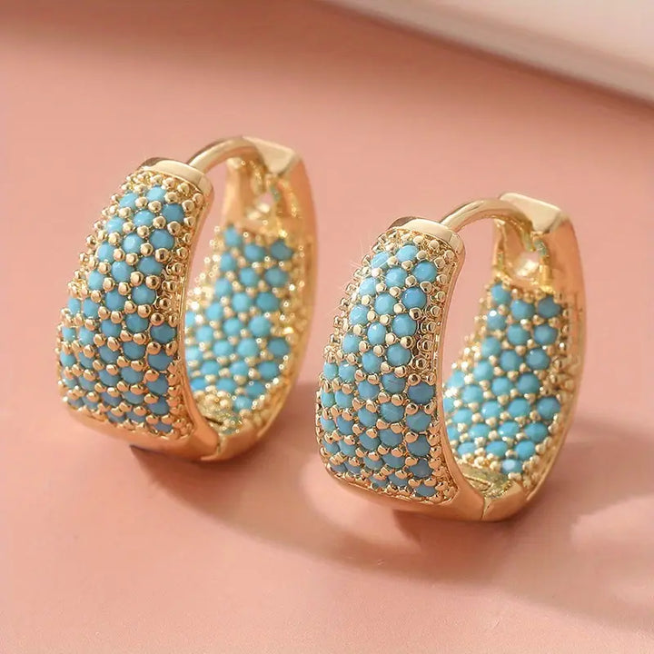Lucia - Set van armband en oorbellen van turquoise parels in bohemian stijl