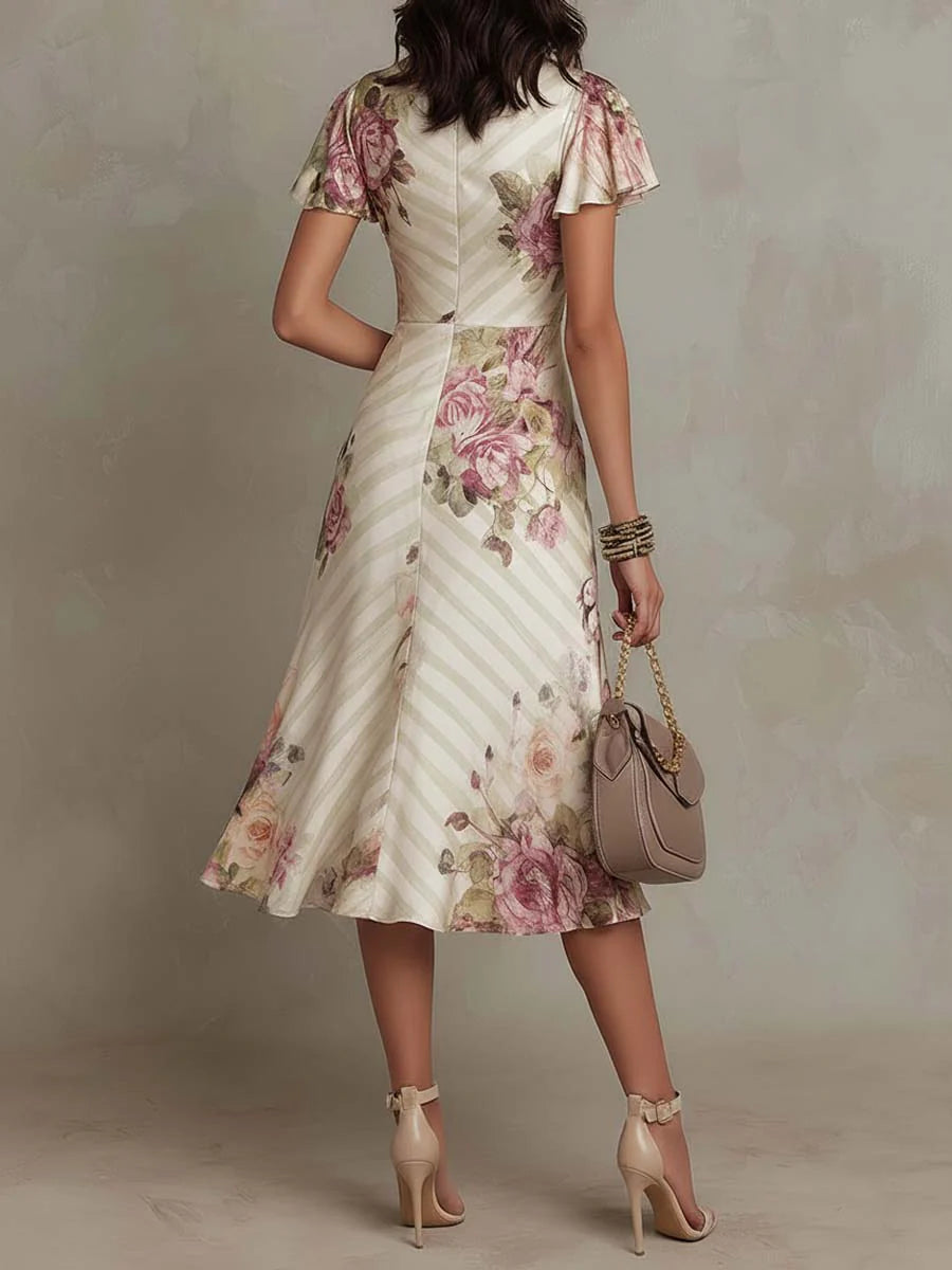 La Scintilla | Elegante Drapeer Jurk Bloem Camille