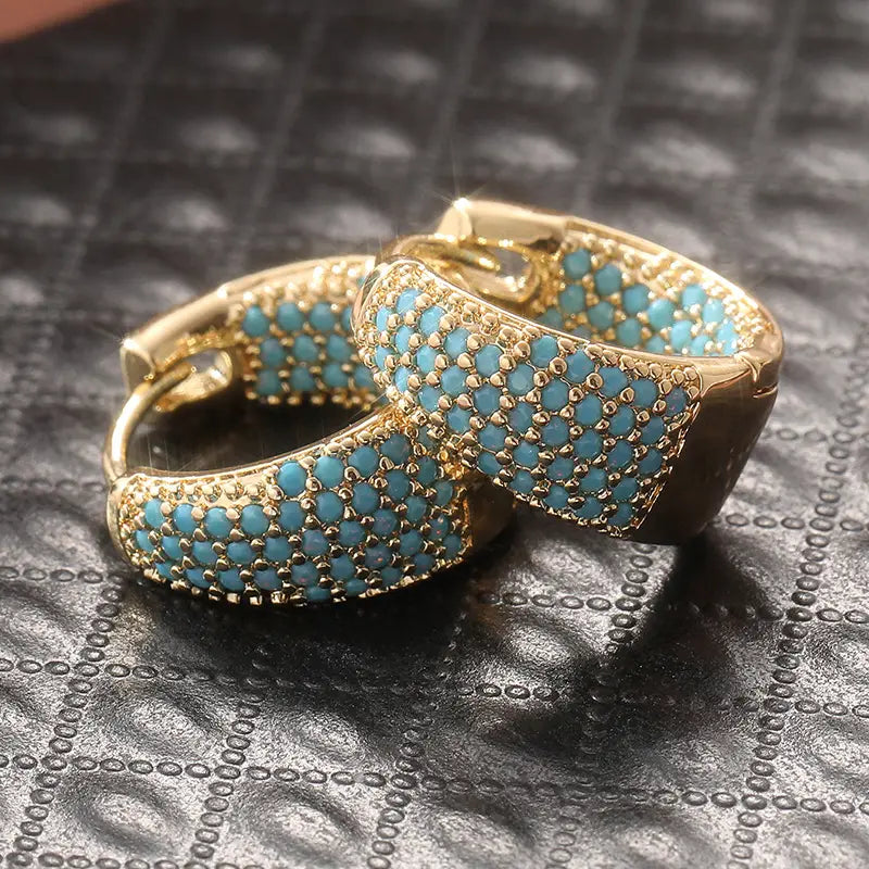 Lucia - Set van armband en oorbellen van turquoise parels in bohemian stijl