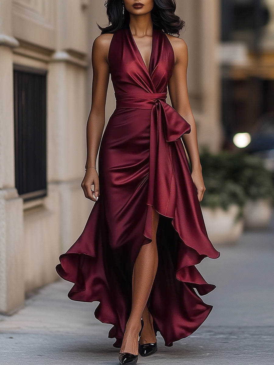 La Scintilla | Satin Draped Jurk in de Taille