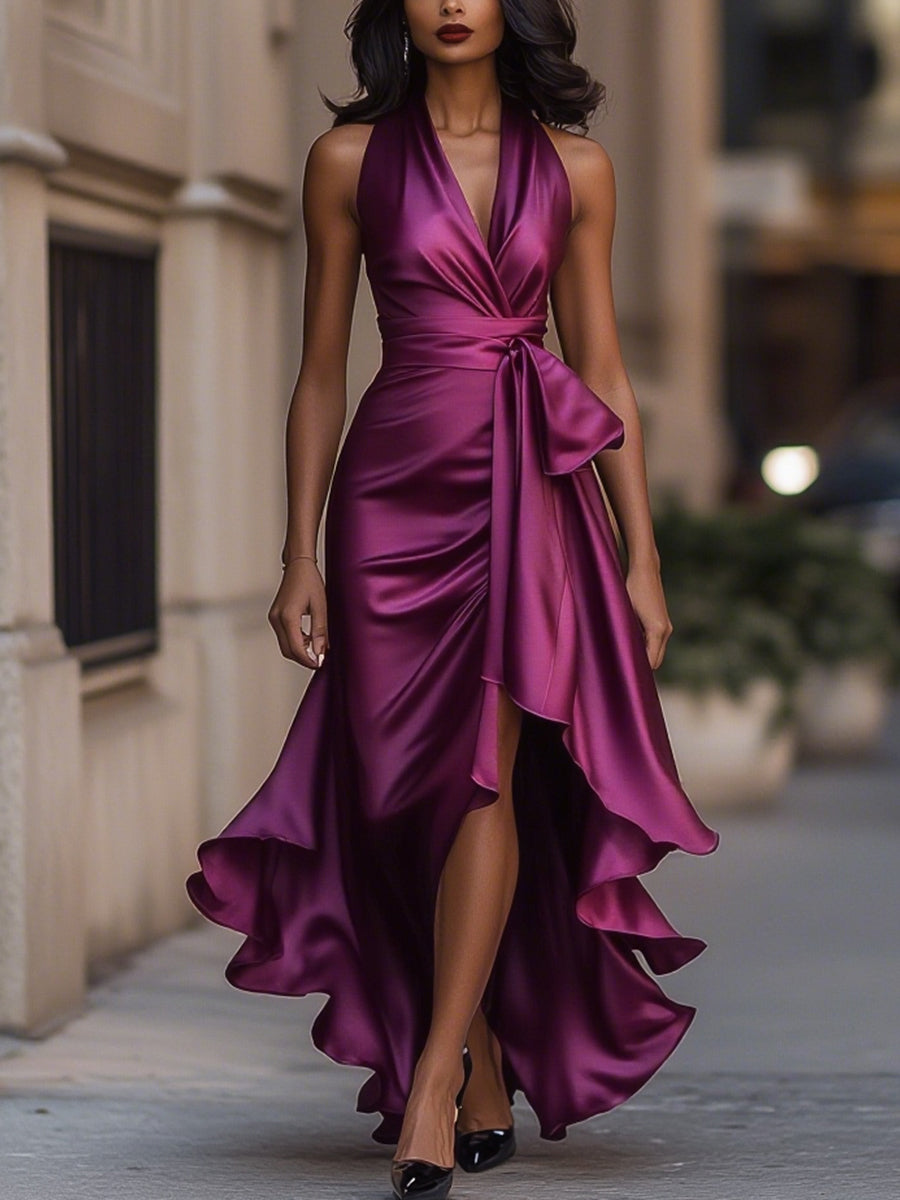La Scintilla | Satin Draped Jurk in de Taille