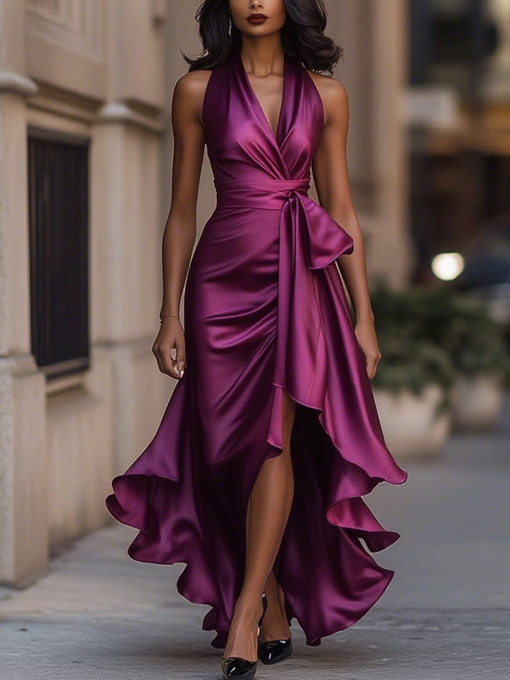La Scintilla | Satin Draped Jurk in de Taille