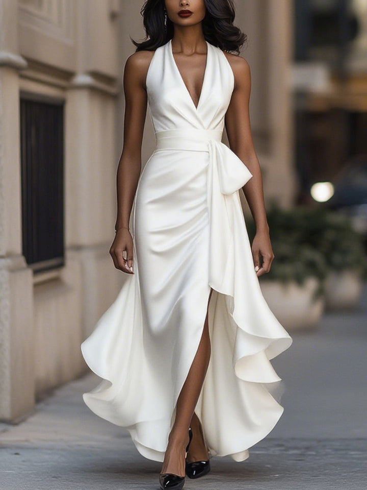 La Scintilla | Satin Draped Jurk in de Taille