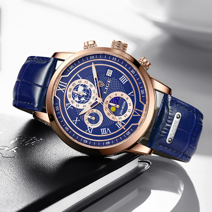 Luxe Chronograaf Horloge met Echt Leren Band