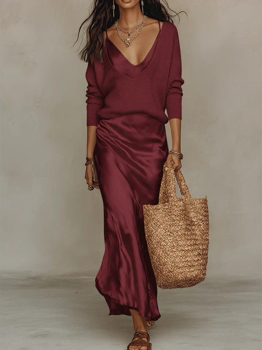 Anaïs | Elegante Midi-jurk van Satijn