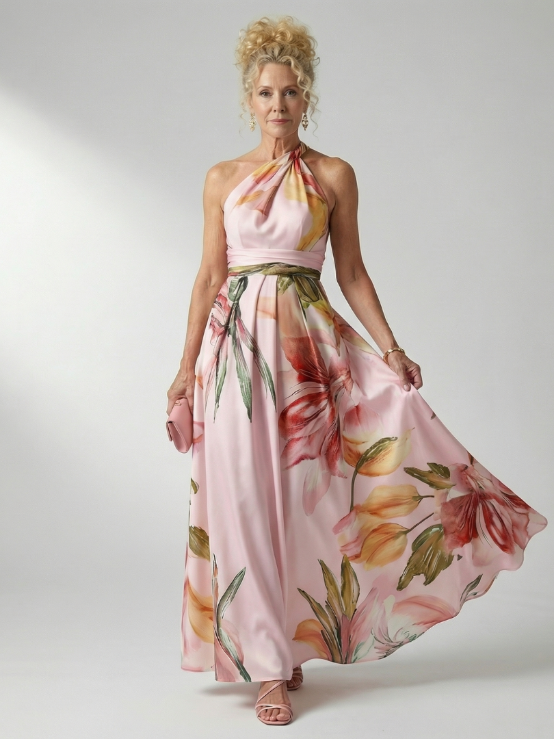 Amiel | Licht Bloemige Maxi Jurk