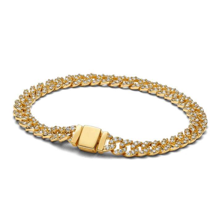 Tijdloze gouden cubaanse armband met pavé