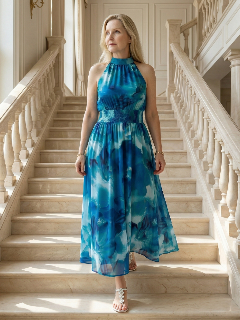 Sylin | Geverfde Halter Midi Jurk