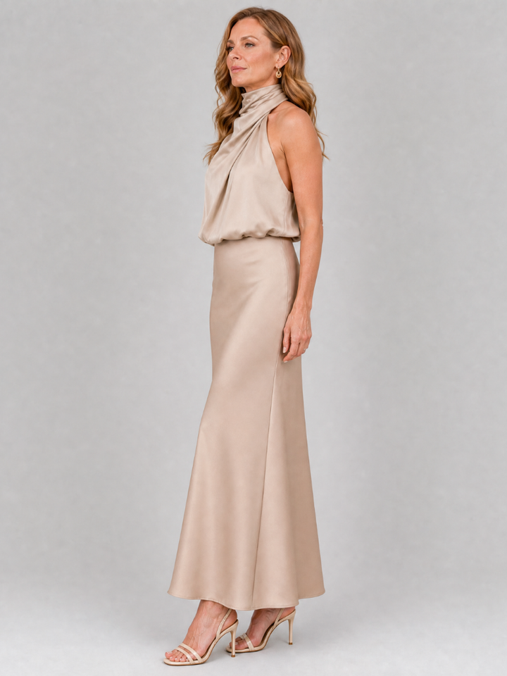 Nopal | Mouwloze Draped Neck Midi Jurk