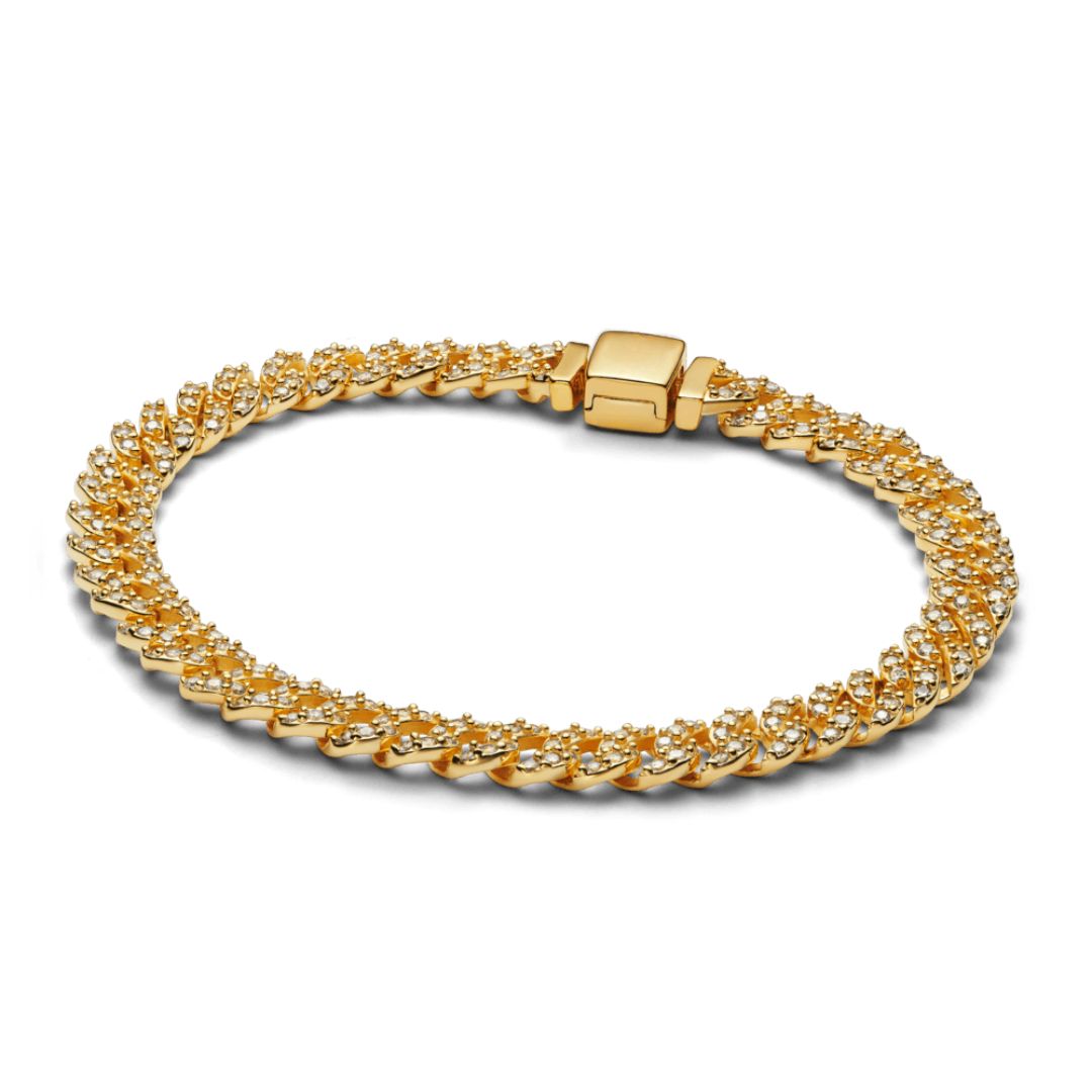 Tijdloze gouden cubaanse armband met pavé
