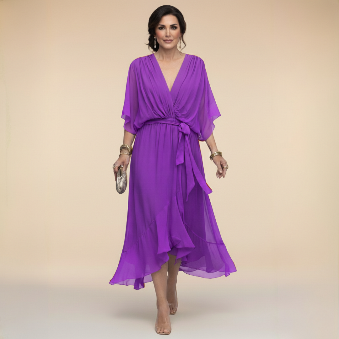 La Scintilla | Chiffon jurk met V-hals