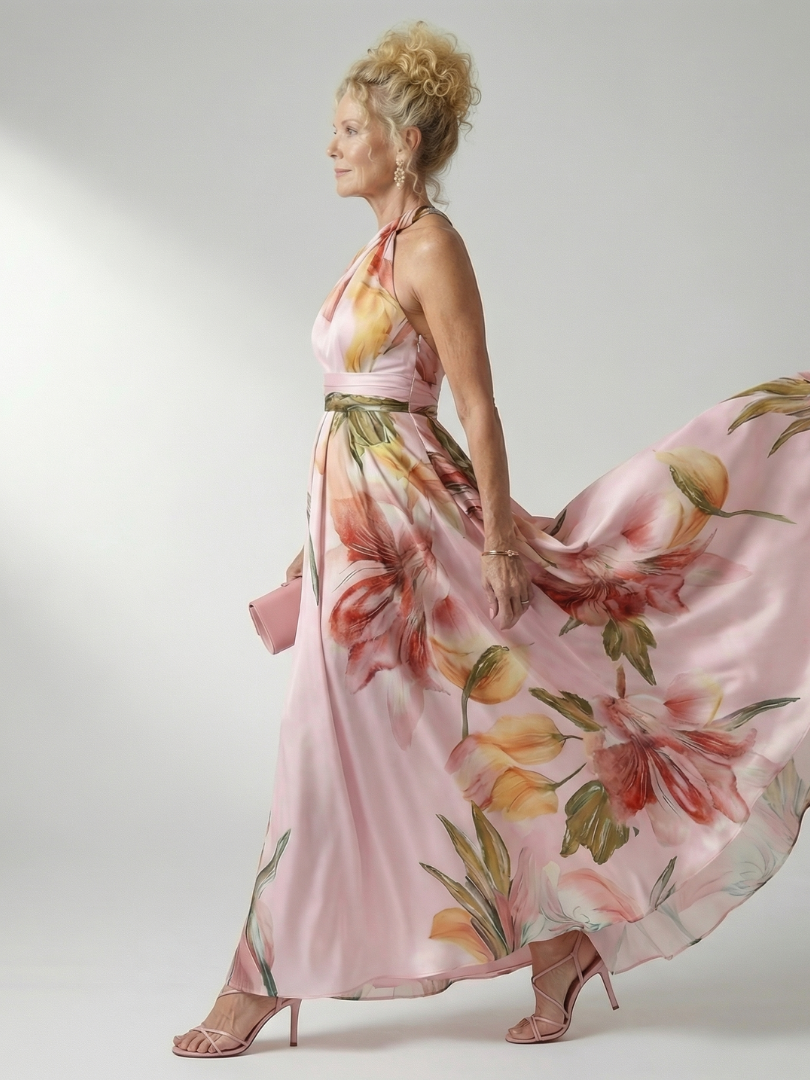 Amiel | Licht Bloemige Maxi Jurk
