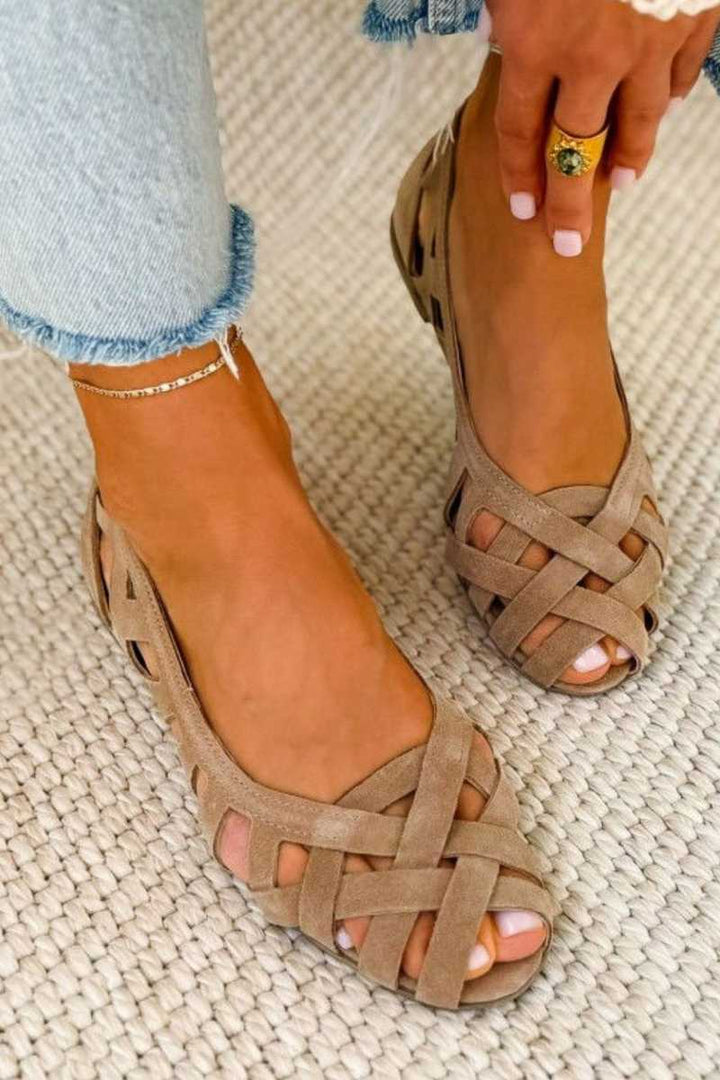 Hina | Platte sandalen met open tenen en gevlochten materiaal