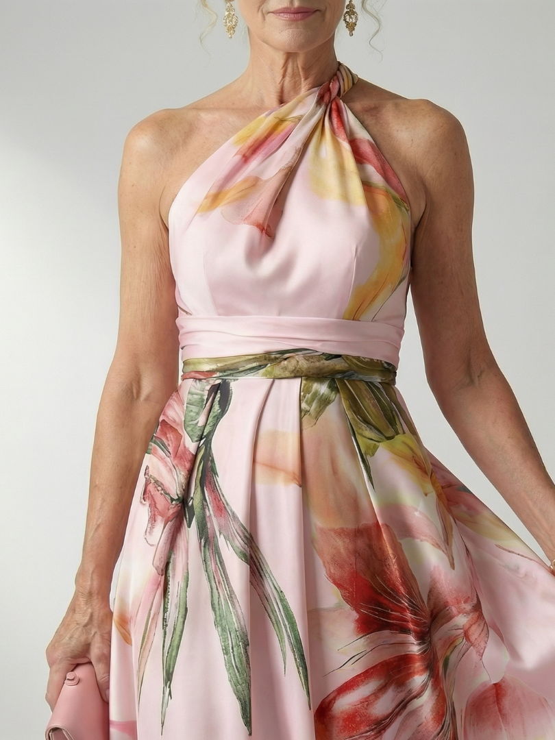 Amiel | Licht Bloemige Maxi Jurk
