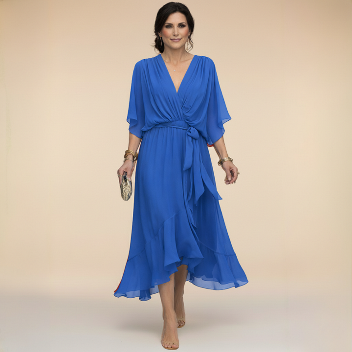 La Scintilla | Chiffon jurk met V-hals