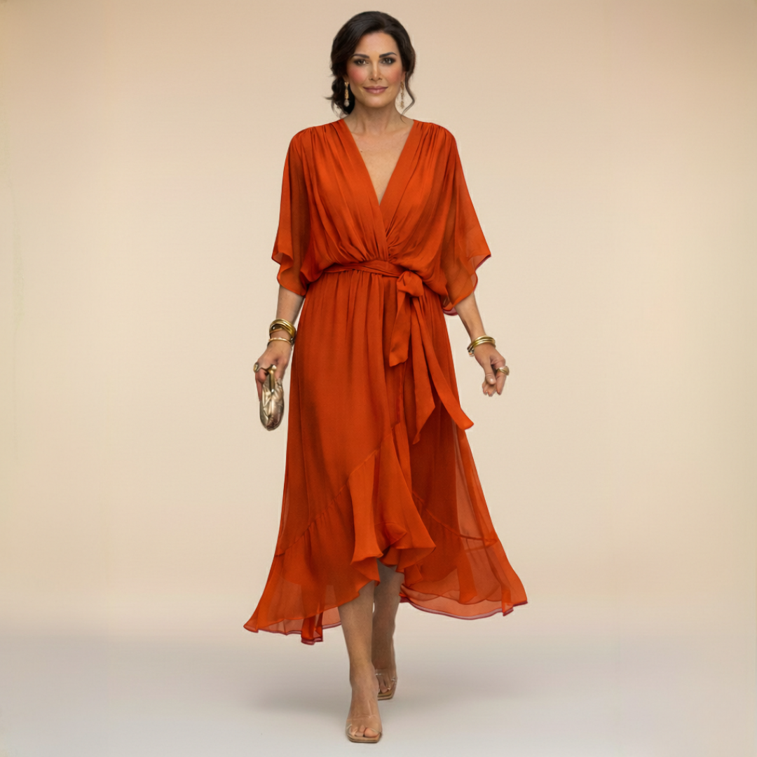 La Scintilla | Chiffon jurk met V-hals