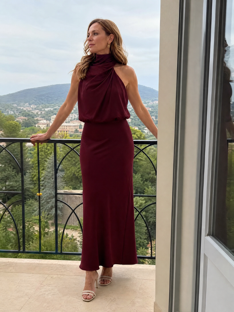 Nopal | Mouwloze Draped Neck Midi Jurk