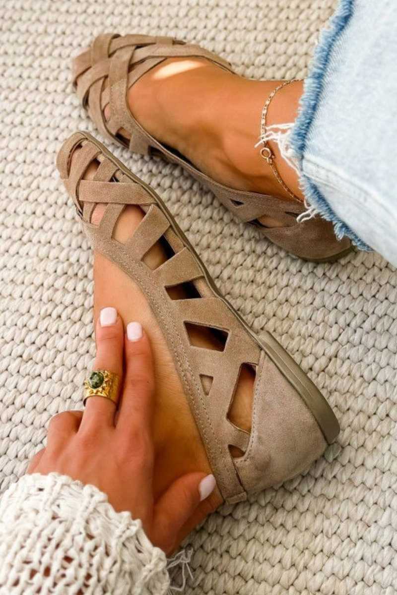 Hina | Platte sandalen met open tenen en gevlochten materiaal