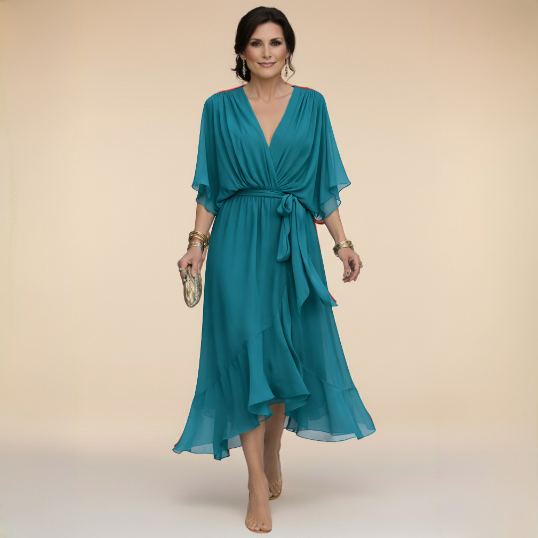 La Scintilla | Chiffon jurk met V-hals