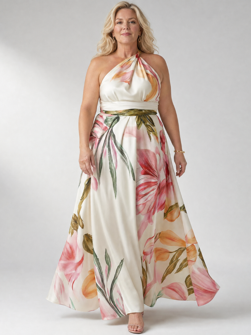 Amiel | Licht Bloemige Maxi Jurk