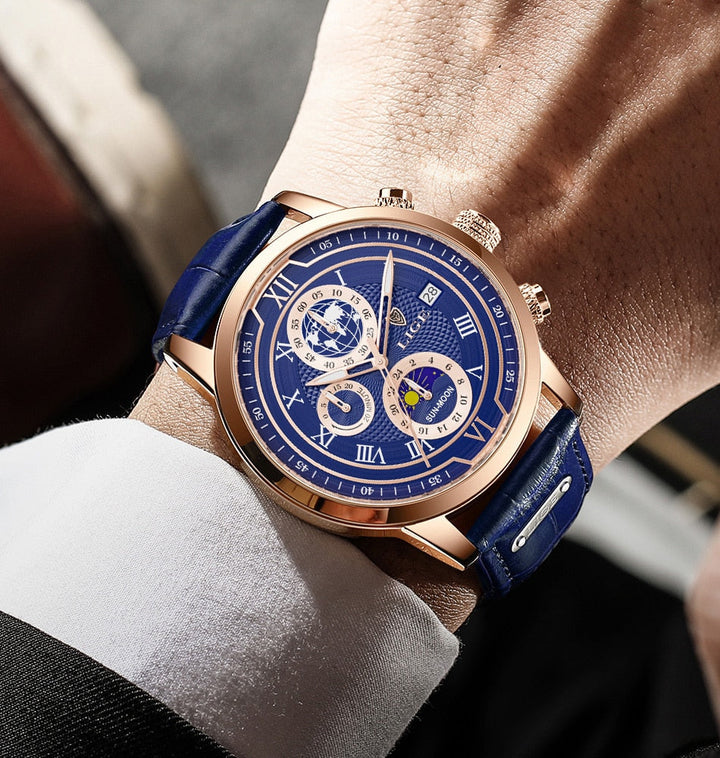 Luxe Chronograaf Horloge met Echt Leren Band