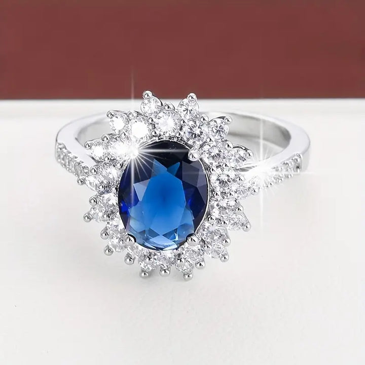 Halo Ring met Gouden Saffier