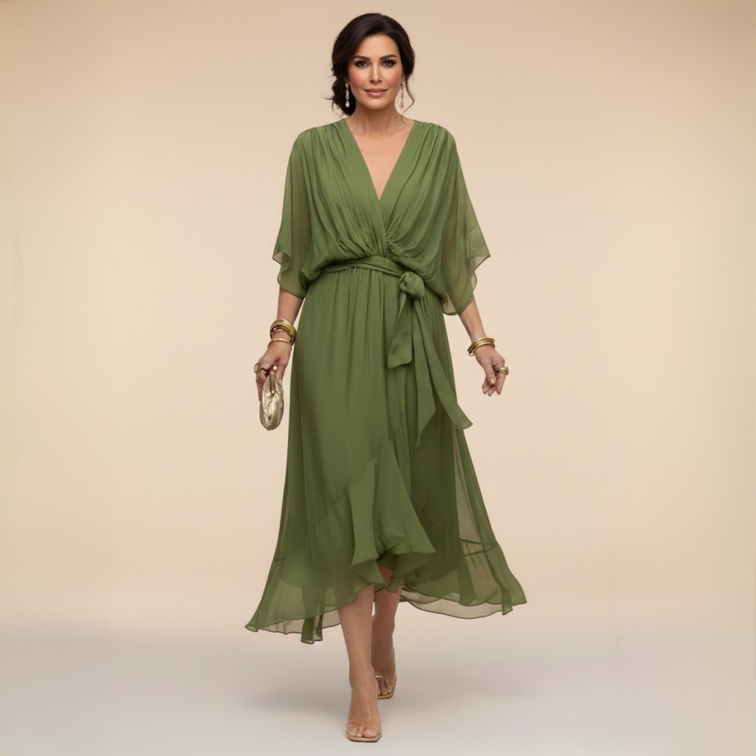 La Scintilla | Chiffon jurk met V-hals