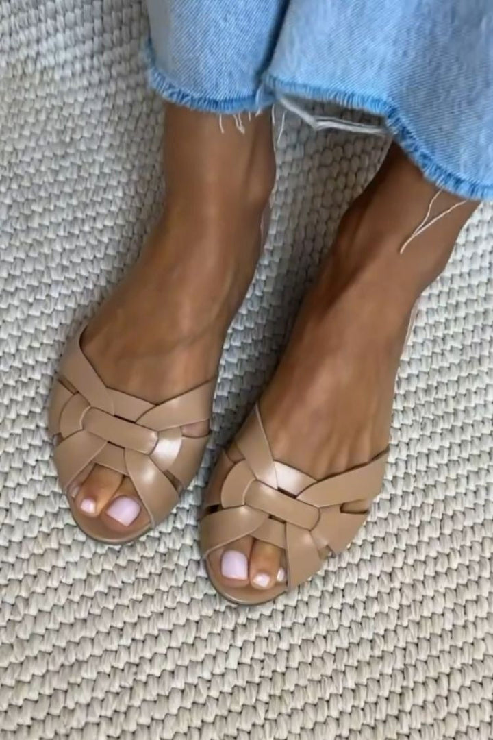 Serafina | Gevlochten Sandalen in Natuurlijke Kleur