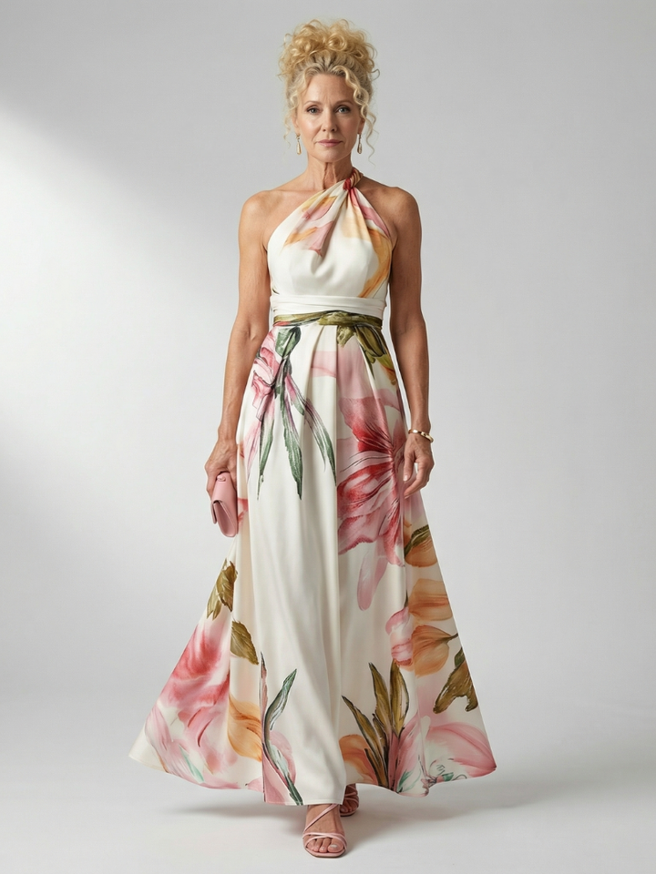 Amiel | Licht Bloemige Maxi Jurk