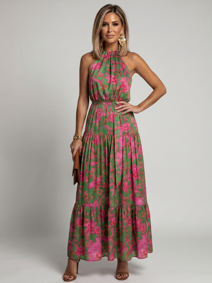 Rowen | Gelaagde Halter Midi Jurk