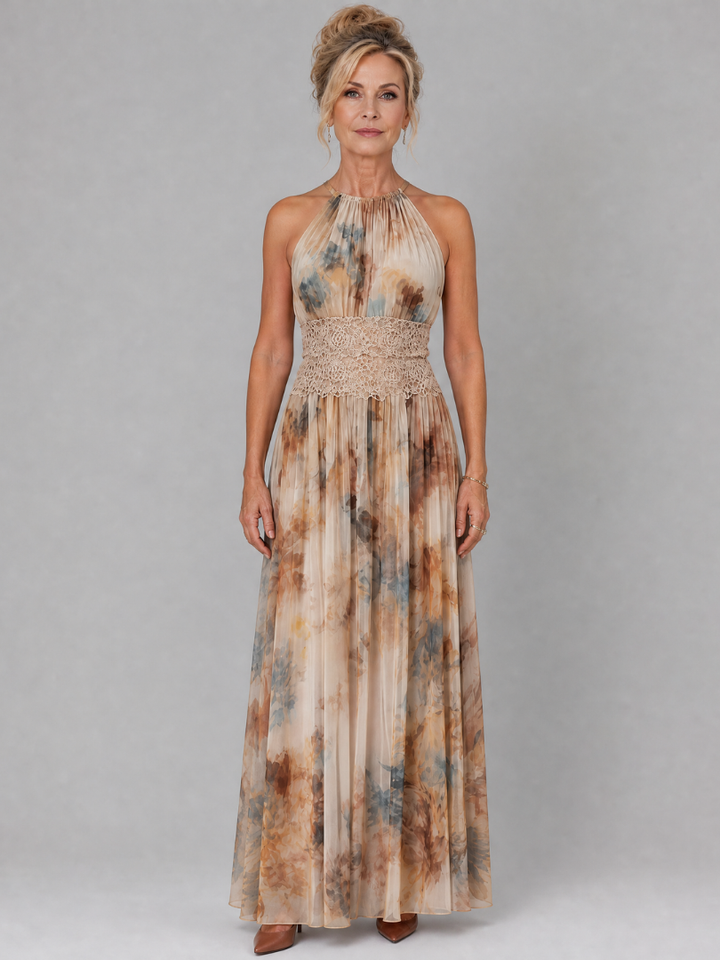 Elavenue | Halter Nek Kant Taille Maxijurk