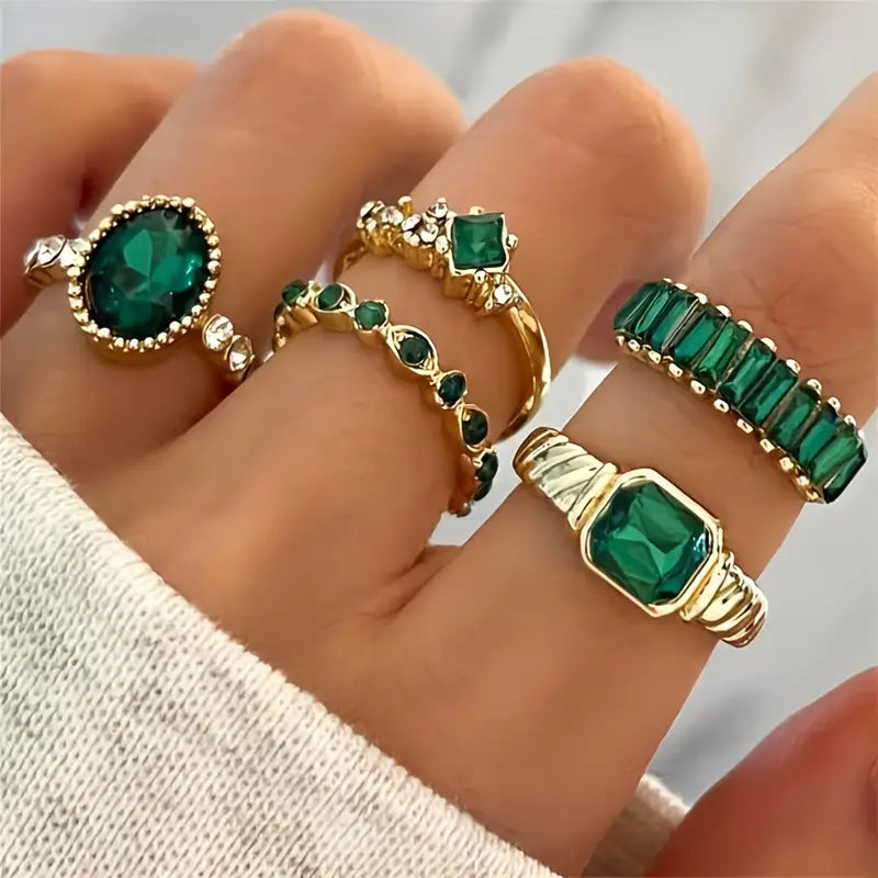 Zarina Exquisite Smaragd Gouden Ring Set