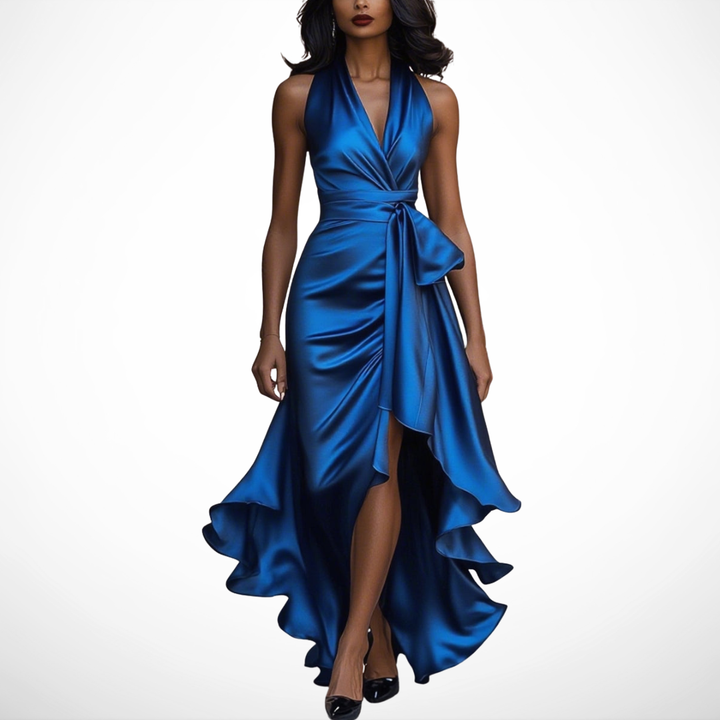La Scintilla | Satin Draped Jurk in de Taille