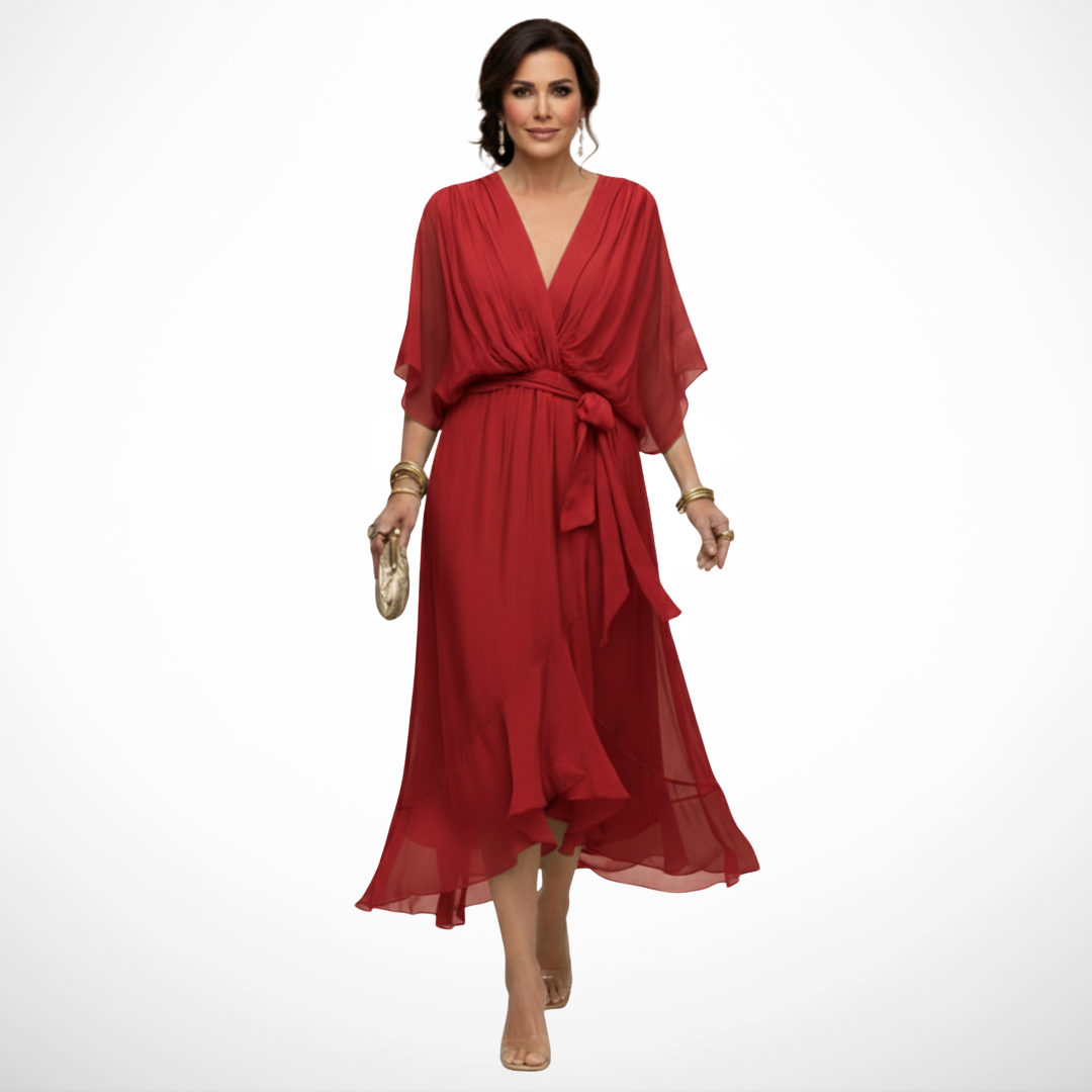 La Scintilla | Chiffon jurk met V-hals