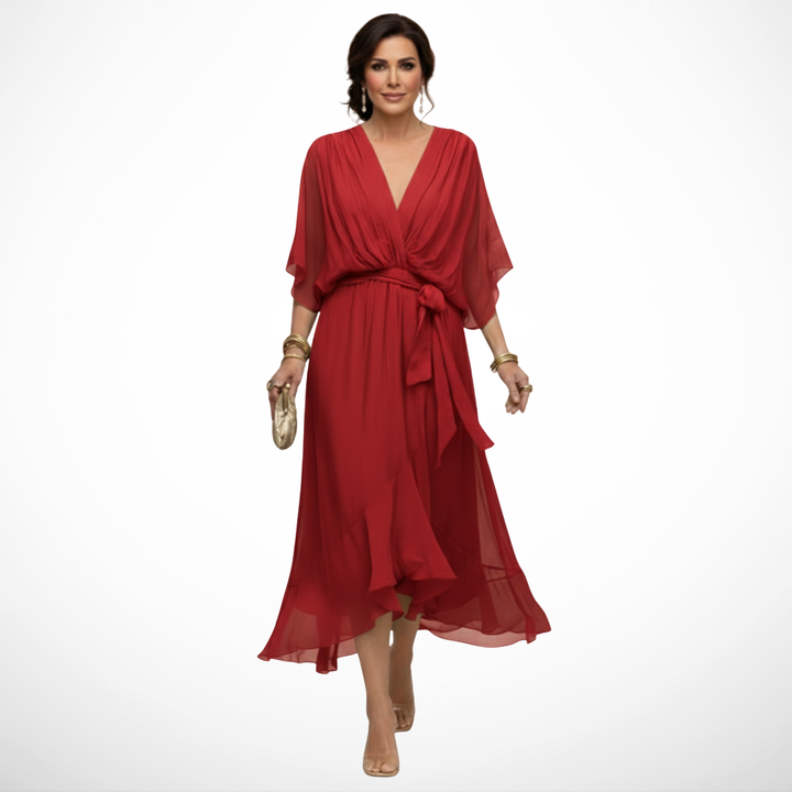 La Scintilla | Chiffon jurk met V-hals