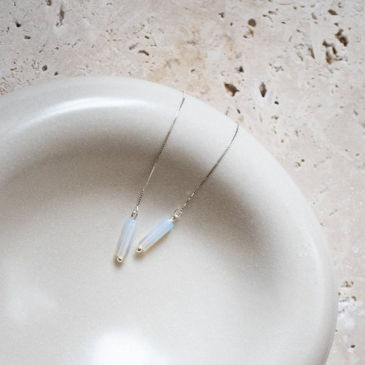 Filigrane Threader-Oorbellen met Opalith – 925 Sterling Zilver, handgemaakt