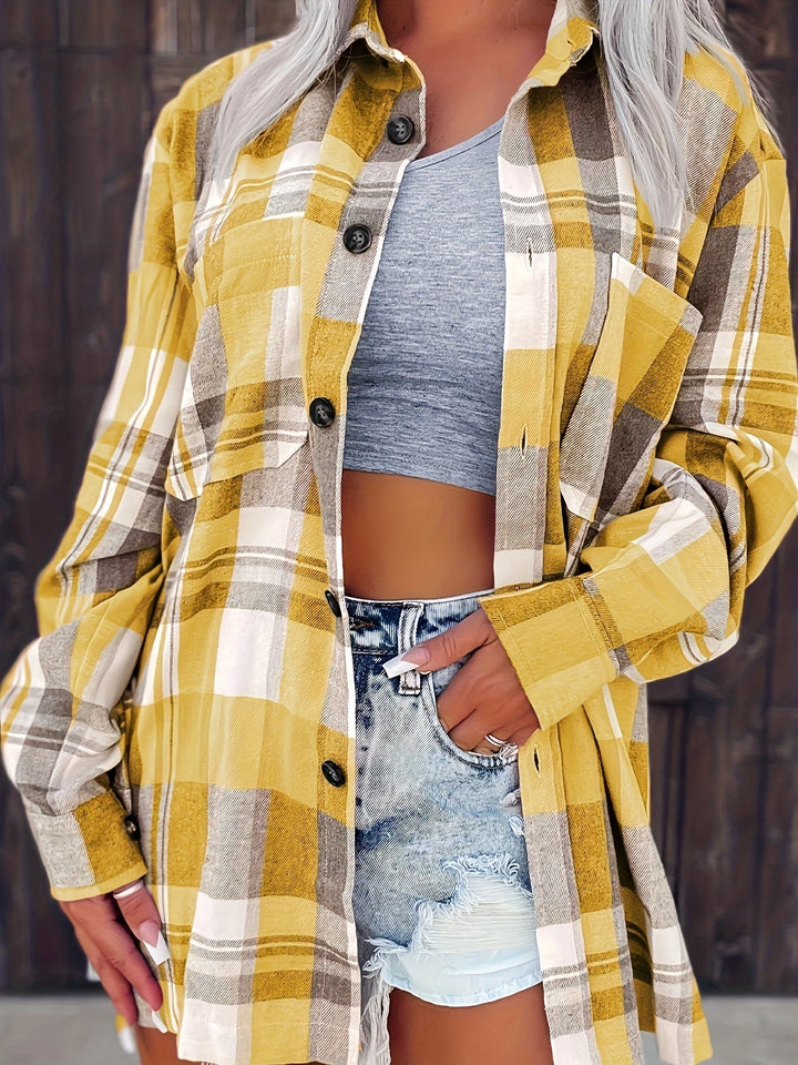 Elena | Geruite overshirt met knopen