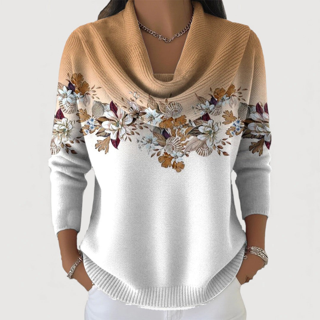 Araceli | Jersey Bloemenprint met Opstaande Kraag