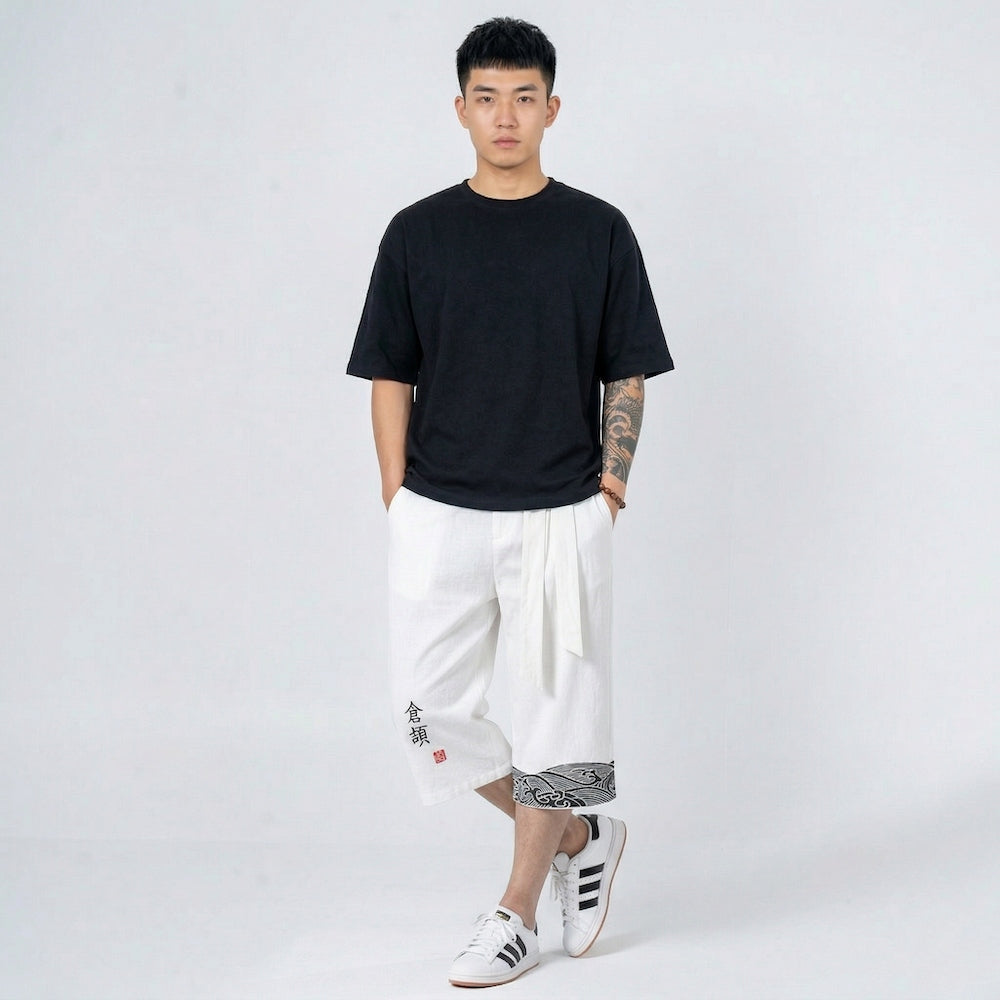 Taro - Japanse comfortabele cropped broek