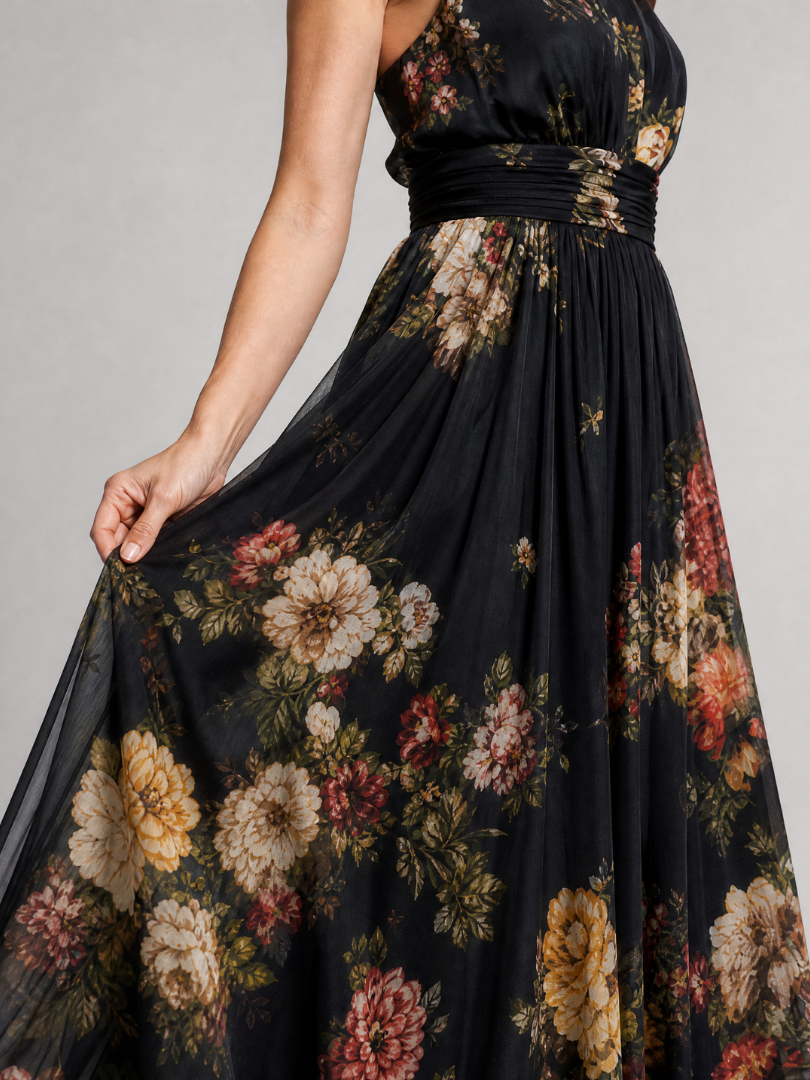 Sior | Bloemen Halter Nek Midi Jurk