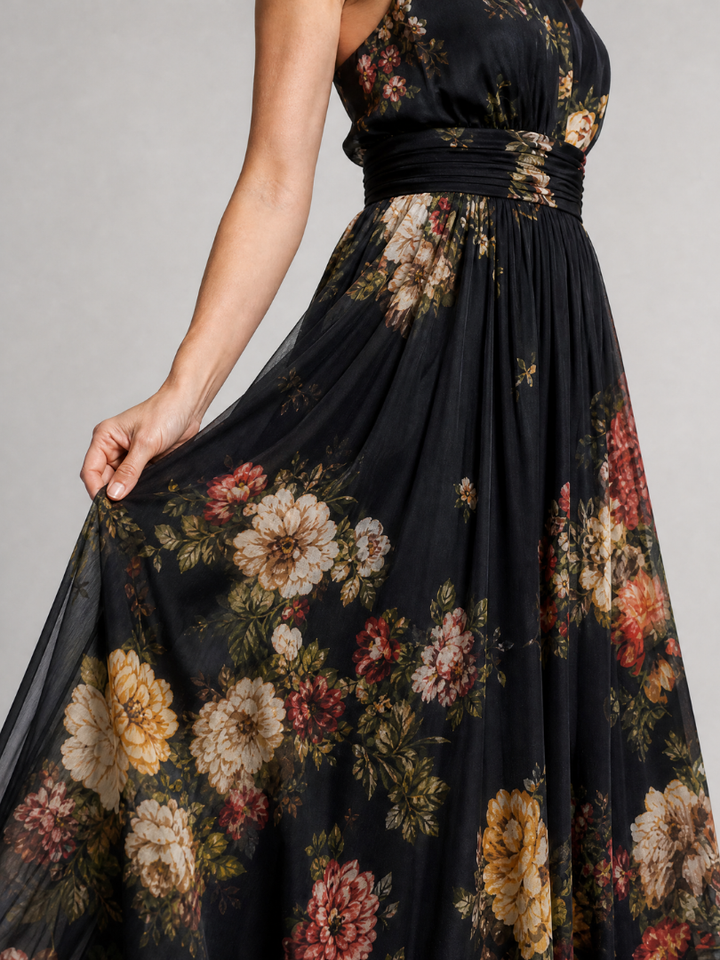 Sior | Bloemen Halter Nek Midi Jurk