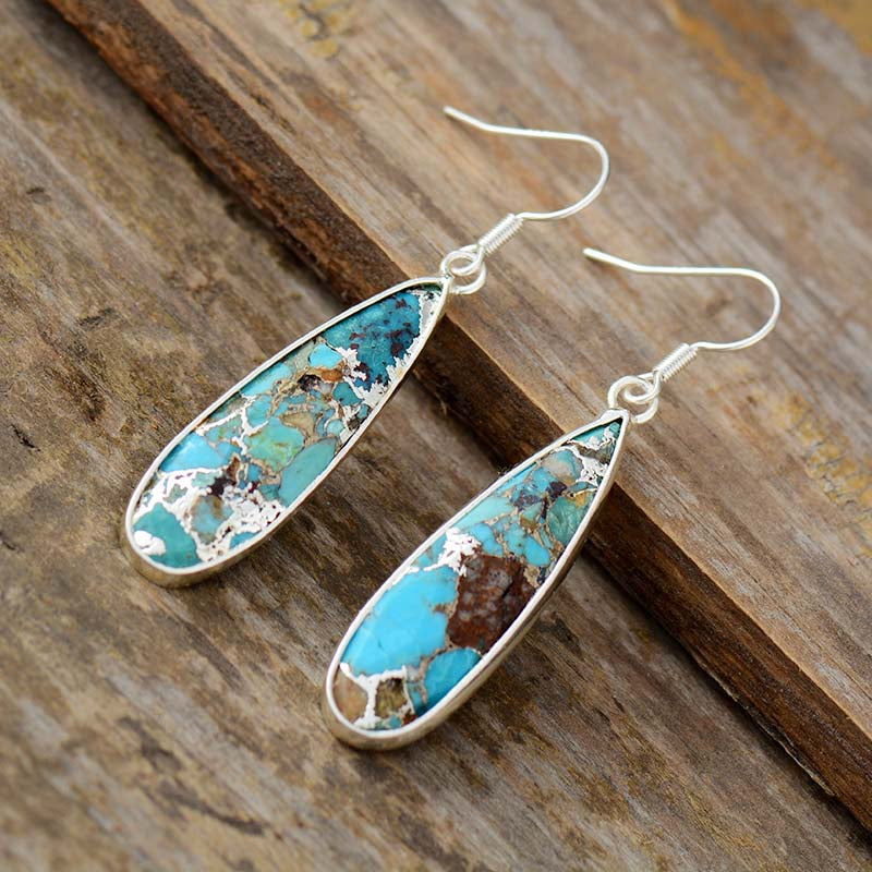 Chique Turquoise Jaspis Druppel Oorbellen