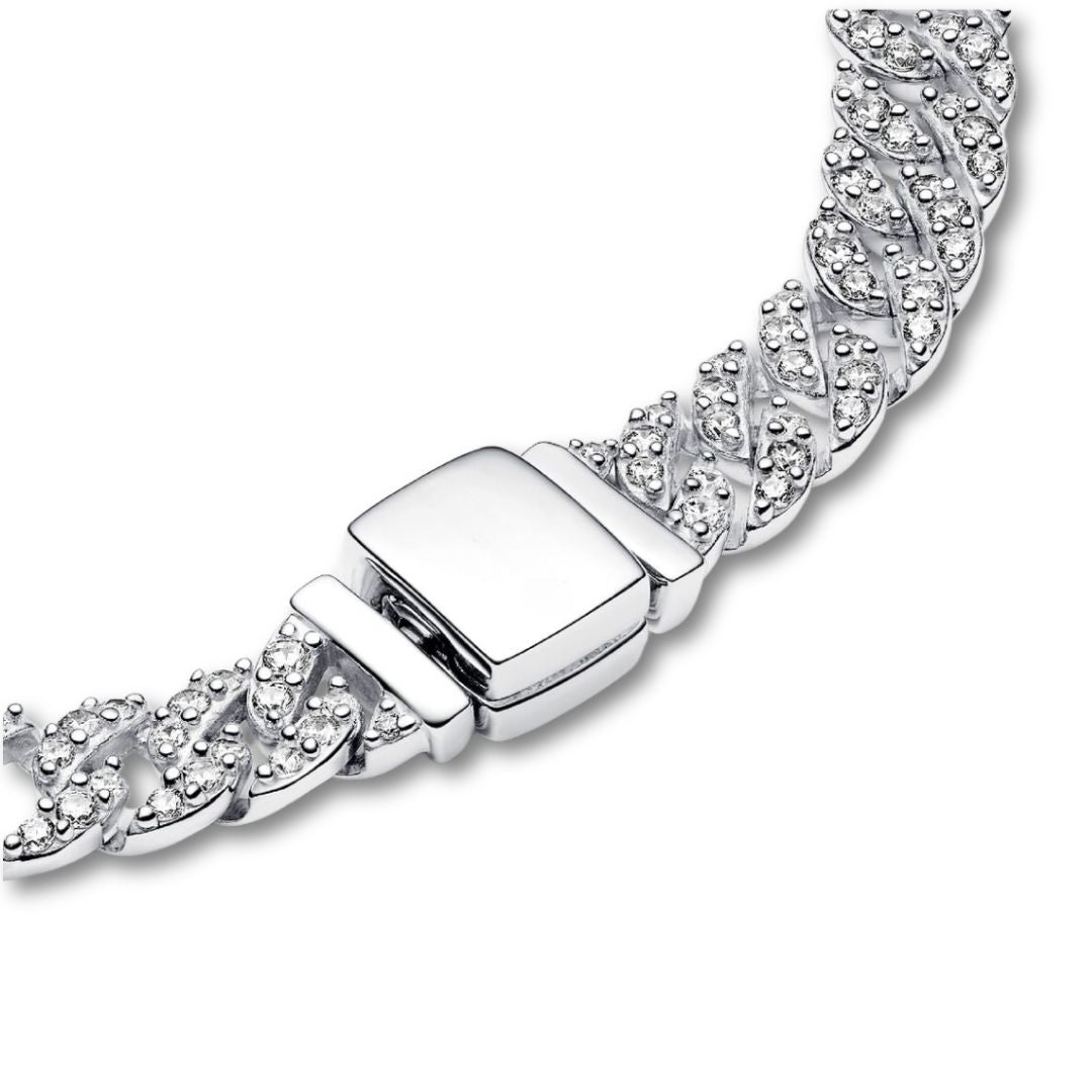 Tijdloze gouden cubaanse armband met pavé