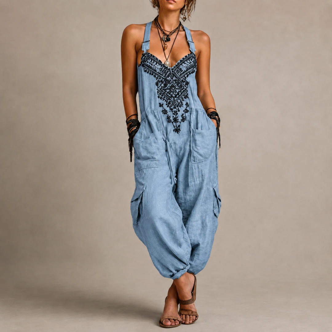 Astrid – Geborduurde bohemian jumpsuit