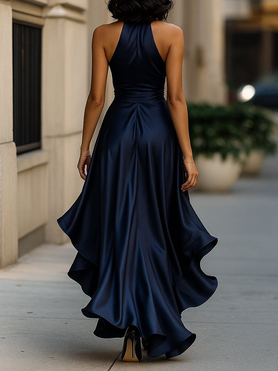 La Scintilla | Satin Draped Jurk in de Taille