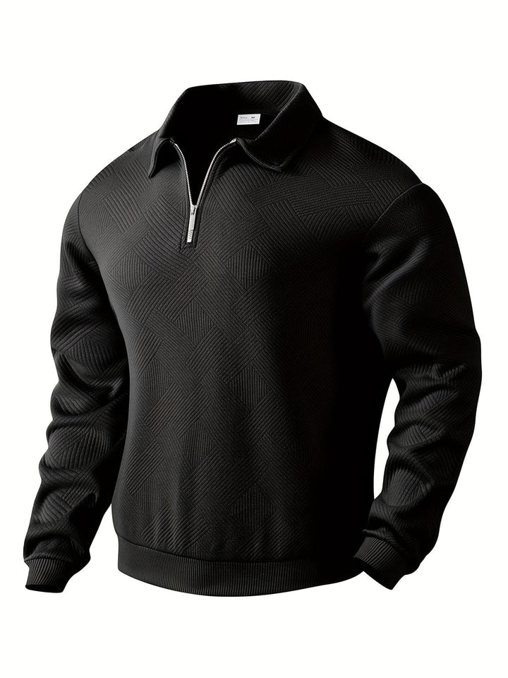 James™ - Vintage Geometrisch Ontwerp Sweater Met Rits