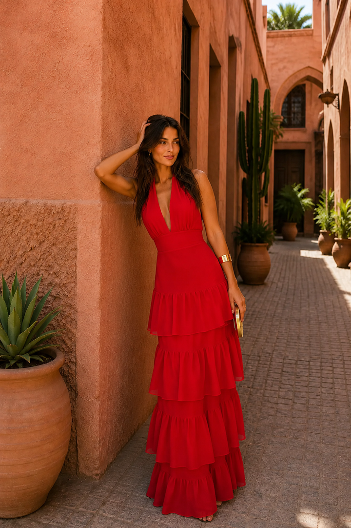 Thea│Manila jurk in het rood