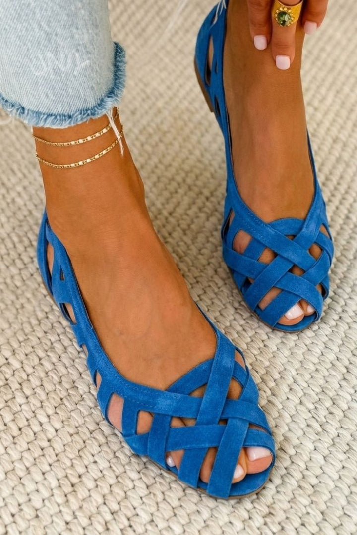 Hina | Platte sandalen met open tenen en gevlochten materiaal