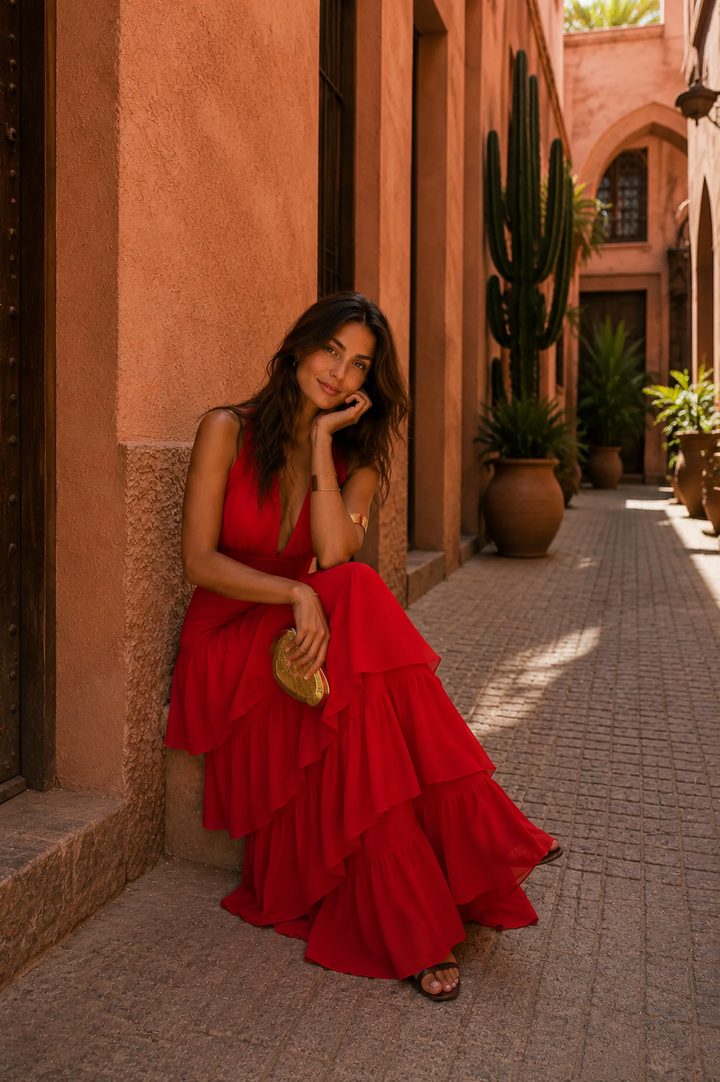 Thea│Manila jurk in het rood