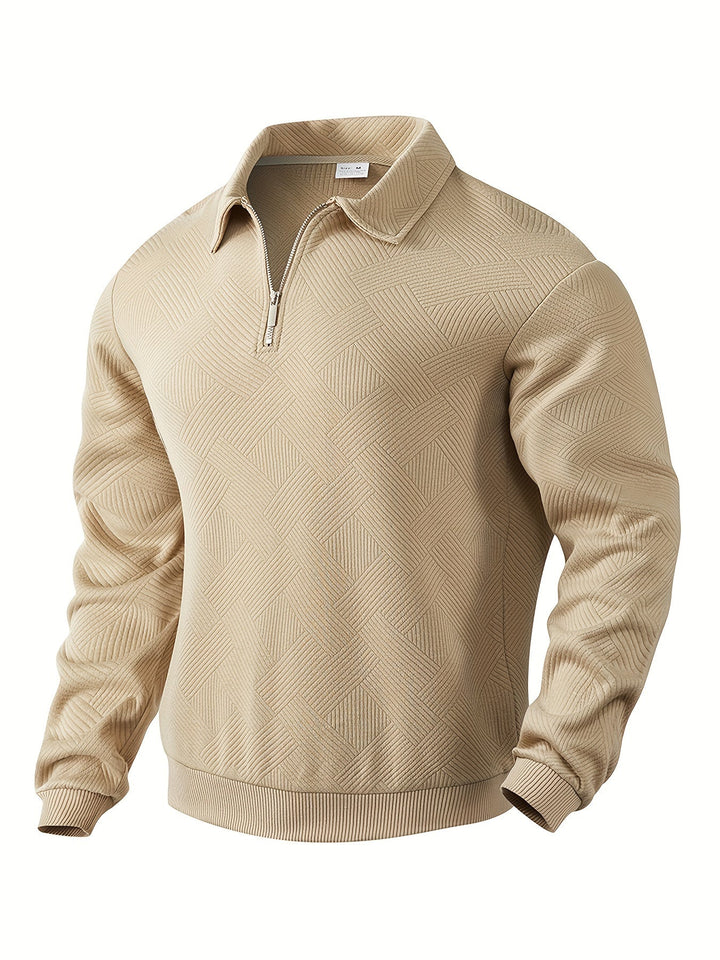 James™ - Vintage Geometrisch Ontwerp Sweater Met Rits